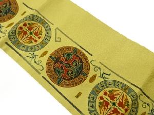 縮緬地丸に向かい鳥・鹿模様名古屋帯